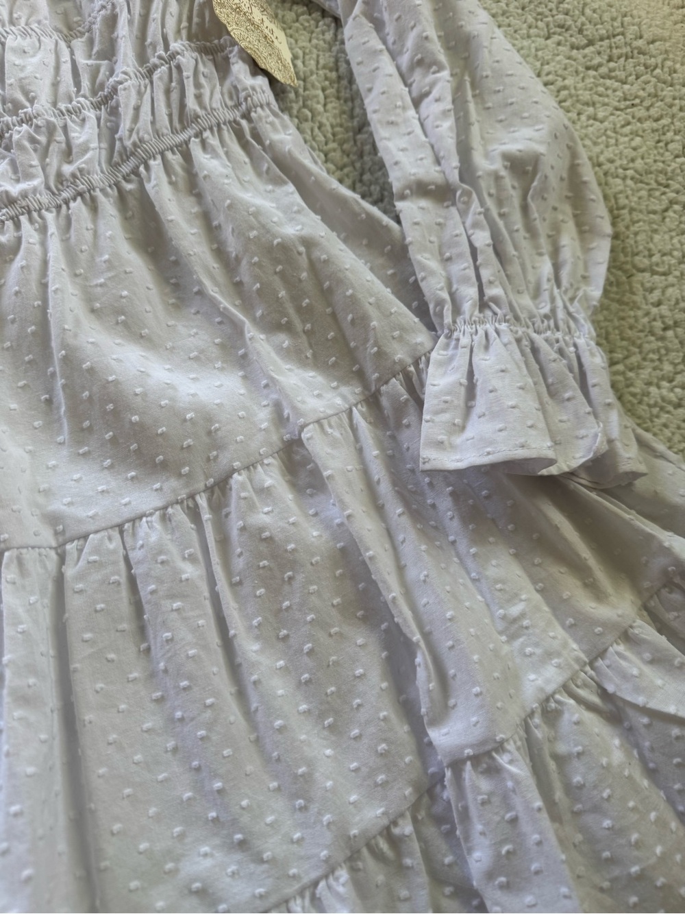 NWT Altar'd State White Long-Sleeve Tiered Looking Dress - Picture 3 of 7